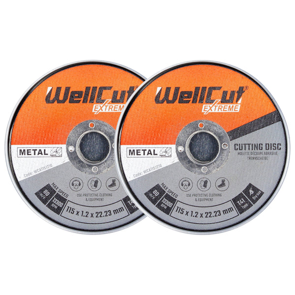 WellCut Cutting Disc 115mm 4.5 Inch in Metal Box For Angle Grinder Pack of 20